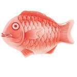 Thunder Group 1600CFR, 16-Inch Melamine Fish Seafood Platter, Red, 12/CS