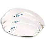 Thunder Group 2308BB 8 x 5.75 Inch Asian Blue Bamboo Melamine Rectangular White Teriyaki Tray, DZ