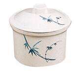 Thunder Group 3504BB 14 Oz 4.12 Inch Asian Blue Bamboo Melamine Round White Special Bowl with Lid, DZ