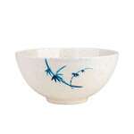 Thunder Group 5208BB 56 Oz 8 Inch Asian Blue Bamboo Melamine Round White Rice Bowl, DZ