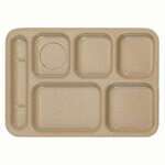 Thunder Group ML801S 14.5 x 10 Inch Western Milestone Melamine Rectangular Left-Hand 6 Compartment Sand Colored Tray, DZ