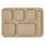 Thunder Group ML802S 14.5 x 10 Inch Western Milestone Melamine Rectangular Right-Hand 6 Compartment Sand Colored Tray, DZ