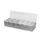 SLCN006, Stainless Steel 6 Compartment Condiment Dispenser with Acrylic Lid