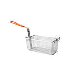 SLFB008, 12 1/8 x 6 1/2 x 5 3/8-Inch Rectangular Nickel-Plated Fry Basket With Orange Handle