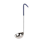 SLOL207, 8-Ounce One Piece Stainless Steel Ladle, Coated Hooked Handle, Blue