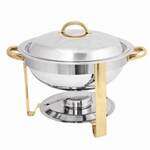Thunder Group SLRCF0831GH, 4-Quart Stainless Steel Gold Accented Oval Chafer