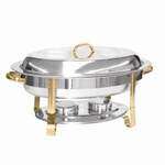 SLRCF0836GH, 6-Quart Stainless Steel Oval Gold Accented Chafer