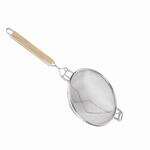 SLSTN3310R, 10 1/2-Inch Single Fine Mesh Reinforced Strainer with Wooden Handle, Nickel-Plated