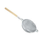 Thunder Group SLSTN3314R, 13 3/4-Inch Double Fine Mesh Reinforced Strainer with Wooden Handle, Nickel-Plated