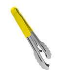 Thunder Group SLTG810Y, 10-Inch 1-Piece Stainless Steel Utility Tong, Scallop Grip, Coated Handle, Yellow