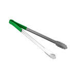 Thunder Group SLTG816G, 16-Inch 1-Piece Stainless Steel Utility Tong, Scallop Grip, Coated Handle, Green