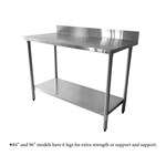 Thunder Group SLWT42460F4, 24x60-Inch Stainless Steel Flat Top Worktable with 4-Inch Backsplash