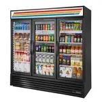 True Refrigeration True GDM-72-HC~TSL01, 78.13-Inch Black 3 Section Swing Refrigerated Glass Door Merchandiser