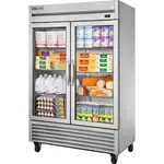True Refrigeration True T-49G-HC~FGD01, 54.13-Inch 49 cu. ft. Bottom Mounted 2 Section Glass Door Reach-In Refrigerator