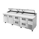 True Refrigeration True TPP-AT-119D-4-HC, 119.25-Inch 2 Door 4 Drawer Counter Height Refrigerated Pizza Prep Table