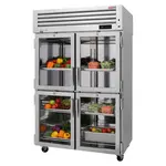 Turbo Air PRO-50-4R-GS-PT-N 4 Half Glass Front Door & 4 Half Solid Back Door Pass-Thru, Top Mount Refrigerator