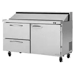 Turbo Air PST-60-D2L-N, 2 Drawers 1 Left-Hinged Door Sandwich/Salad Prep Table