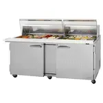 Turbo Air PST-72-30-N-CL 2 Solid Doors Mega-Top, Sandwich/Salad Prep Table, Clear Lid