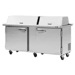 Turbo Air PST-72-30-N-DS 2 Solid Doors Mega-Top, Sandwich/Salad Prep Table, Dual-Sided Lid