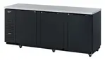 Turbo Air TBB-4SBD-N6 90-inch Underbar 3 Solid Doors Back Bar, Black Vinyl Exterior