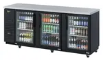 Turbo Air TBB-4SGD-N 90-inch Underbar 3 Glass Doors Back Bar, Black Vinyl Exterior