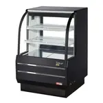 Turbo Air TCDD-36H-B-N, 36-Inch Curved Glass High Profile Refrigerated Bakery Case - 2 Shelves