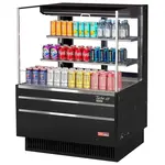 Turbo Air TOM-36L-UFD-B-3S-N, 34-inch 2 Shelf Low Profile Black Open Display Case, Rear Sliding Door