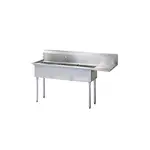 Turbo Air TSA-3-12-R1, 18 x 18 x 12-inch Three Compartment Sink, Stainless Steel