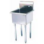 Turbo Air TSB-1-N, 24 x24 x14-inch One Compartment Sink, No Drain Board, Stainless Steel,