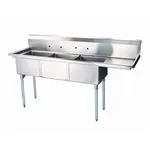 Turbo Air TSB-3-R2, 24 x 24 x 14-inch Three Compartment Sink, Stainless Steel