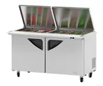 Turbo Air TST-60SD-24-N-FL, 2 Solid Door Mega Top Sandwich/Salad Unit, Flat Lid