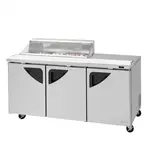 Turbo Air TST-72SD-12S-N-CL, 3 Solid Door Sandwich/Salad Unit, Clear Lid