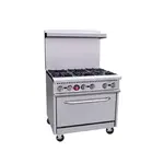 USR Brands ENR6B36N/L, 36-Inch Natural Gas Commercial Range with 6 Burners, 1 Oven