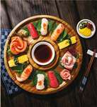 Wilmax WL-771047/A 10-Inch Round 2-Section Food Serving Bamboo Platter, 36/CS