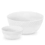 Wilmax WL-880104, 8-Inch White Porcelain Classic Serving Salad Bowl and 6 Small 5-Inch White Porcelain Salad Bowls, 8 Sets/CS (Discontinued)