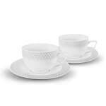 Wilmax WL-880106, 6 oz. Julia Collection White Porcelain Cappuccino Cups & Saucers in a Gift Box, 6 Set/CS (Discontinued)