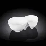 Wilmax WL-992570/A 7.5x4.5x2-Inch White Porcelain 2-Compartment Dish, 48/CS