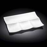 Wilmax WL-992598/A 12x8-Inch White Porcelain 4-Compartment Platter, 18/CS