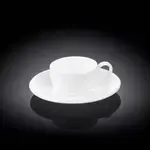 Wilmax WL-993002/AB 3 Oz Olivia White Porcelain Coffee Cup with Saucer, 2-Piece Set, 72 Sets/CS