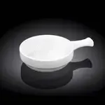 Wilmax WL-997014/A 5-Inch Round White Porcelain Baking Dish with Handle, 36/CS