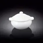 Wilmax WL-997016/A 19 Oz White Porcelain Baking Pot with Lid, 144/CS (Discontinued)