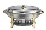 202, 6-Quart Gold-Accented Stainless Steel Oval Chafer