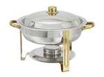 203, 4-Quart Gold-Accented Stainless Steel Oval Chafer