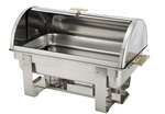 Winco C-5080, 8-Quart Dallas Gold-Accented Stainless Steel Chafer with Roll Top