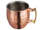Winco CMM-2H, 2-Ounce Hammered Moscow Mule Mug, with Brass Handle, Copper-Plated (Discontinued)