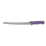 KWP-91P, 9.5-Inch Stainless Steel Curved Bread Knife, Purple Handle, NSF
