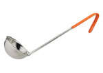 LDCN-8, 8 Oz 12-Inch One Piece Stainless Steel Soup Ladle w/Coated Handle, Orange, NSF