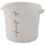 Winco PPRC-6W, 6-Quart Polypropylene Round Storage Container, White, NSF