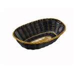 Winco PWBK-9V, 9x6.25x2.25-Inch Black Oval Poly Woven Basket with Gold Trim, 1 Dozen