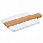 SBMW-117, 11.25x7-Inch Marble and Wood Serving Board